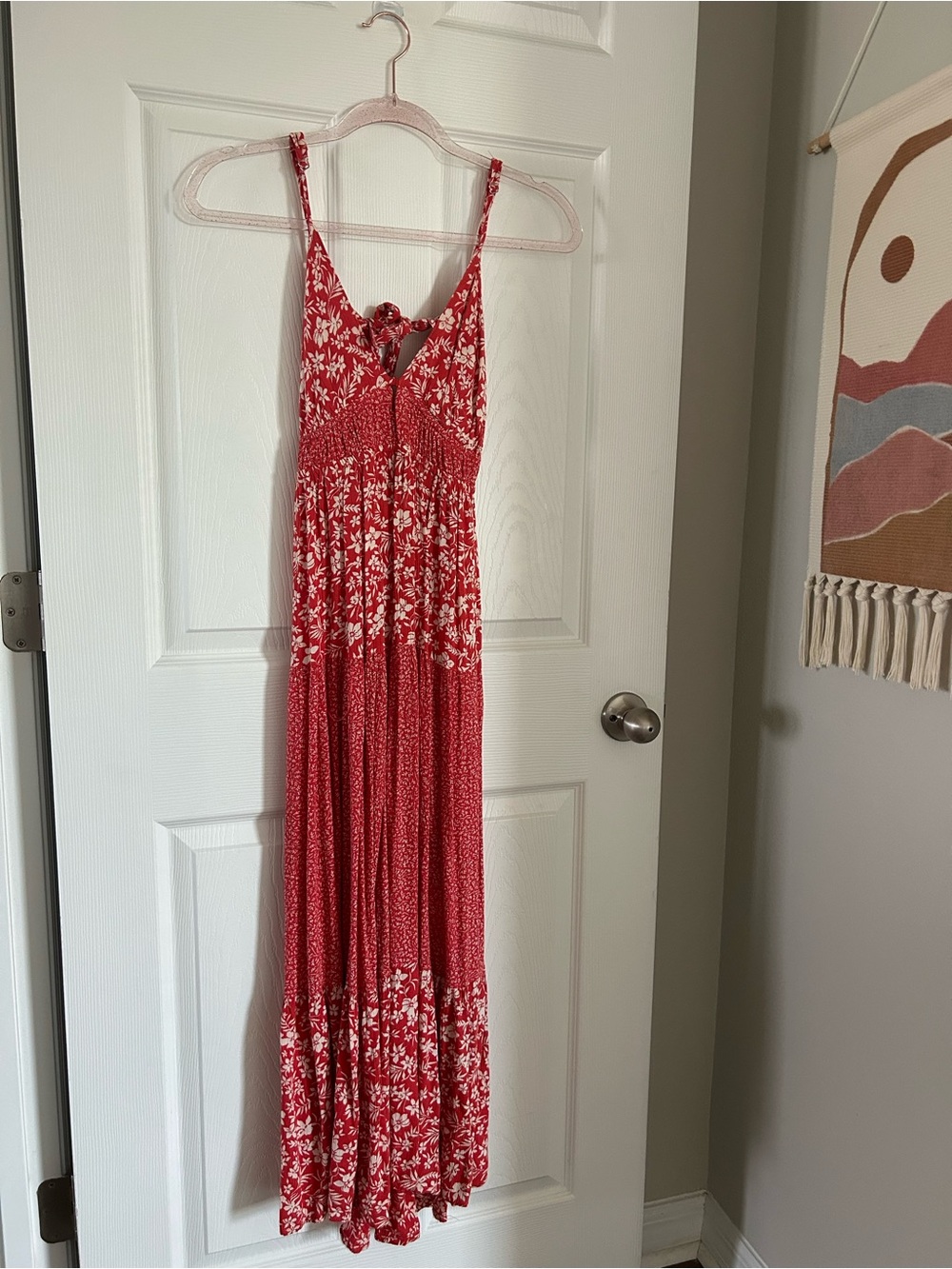 Red Floral Maxi Sundress with adjustable Straps